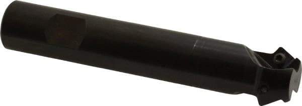 Seco - 60° Lead Angle, 1.04" Max Cut Diam, 3/4" Min Cut Diam, 0.24" Max Depth of Cut, Indexable Chamfer and Angle End Mill - 2 Inserts, SPMX 0903.. Insert Style, 4.33" Overall Length, 60° Included Angle - Eagle Tool & Supply