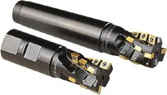 Seco - 1-1/2" Cut Diam, 2-1/4" Max Depth of Cut, 1-1/2" Shank Diam, 6.19" OAL, Indexable Square Shoulder Helical End Mill - CCMX 08T3, XC.X 13T3 Inserts, Weldon Shank, 90° Lead Angle - Eagle Tool & Supply