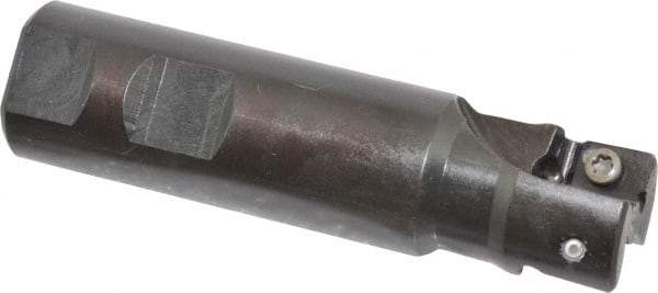 Seco - 1" Cut Diam, 0.59" Max Depth of Cut, 1" Shank Diam, 3.94" OAL, Indexable Square Shoulder End Mill - AP.. 1604 Inserts, Weldon Shank, 90° Lead Angle - Eagle Tool & Supply