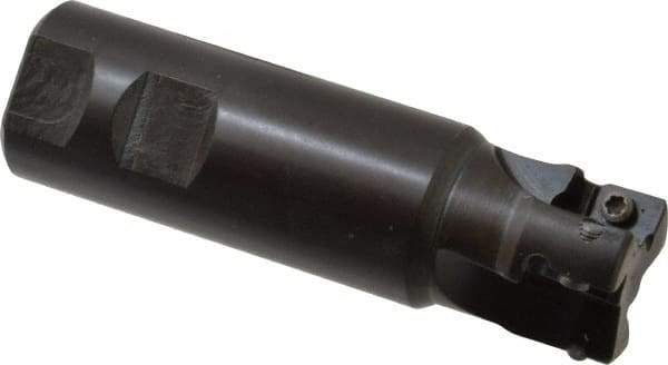 Seco - 1-1/4" Cut Diam, 0.59" Max Depth of Cut, 1-1/4" Shank Diam, 4.33" OAL, Indexable Square Shoulder End Mill - AP.. 1604 Inserts, Weldon Shank, 90° Lead Angle - Eagle Tool & Supply