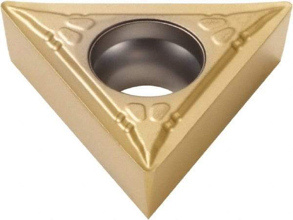 Seco - TCMT21.50.5 F1 Grade CP500 Carbide Turning Insert - TiAlN/TiN Finish, 60° Triangle, 1/4" Inscr Circle, 3/32" Thick, 1/128" Corner Radius - Eagle Tool & Supply