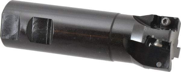 Seco - 1-1/2" Cut Diam, 0.59" Max Depth of Cut, 1-1/4" Shank Diam, 4.53" OAL, Indexable Square Shoulder End Mill - AP.. 1604 Inserts, Weldon Shank, 90° Lead Angle - Eagle Tool & Supply