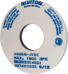 Norton - 14" Diam x 5" Hole x 1" Thick, J Hardness, 60 Grit Surface Grinding Wheel - Aluminum Oxide, Type 1, Medium Grade, 1,800 Max RPM, Vitrified Bond, No Recess - Eagle Tool & Supply
