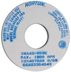 Norton - 14" Diam x 5" Hole x 1" Thick, H Hardness, 46 Grit Surface Grinding Wheel - Aluminum Oxide, Type 1, Coarse Grade, 1,800 Max RPM, Vitrified Bond, No Recess - Eagle Tool & Supply