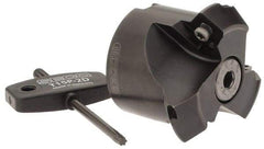 Seco - 2.05" Cut Diam, 3/4" Arbor Hole, 0.28" Max Depth of Cut, 45° Indexable Chamfer & Angle Face Mill - 3 Inserts, SPMX 12T3 Insert, Right Hand Cut, 3 Flutes, Series R220.69 - Eagle Tool & Supply