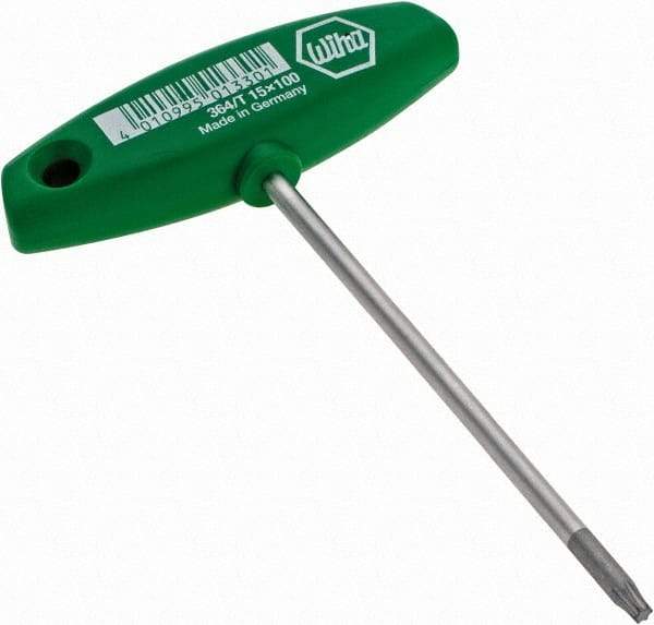 Wiha - T15 Torx Key - T-Handle, 100mm Length Under Head - Eagle Tool & Supply