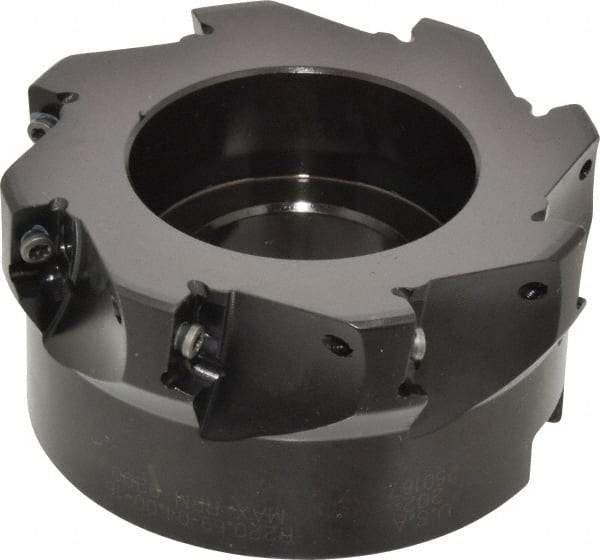 Seco - 8 Inserts, 4" Cut Diam, 1-1/2" Arbor Diam, 0.59" Max Depth of Cut, Indexable Square-Shoulder Face Mill - 0/90° Lead Angle, 1.97" High, AP.. 1604 Insert Compatibility - Eagle Tool & Supply
