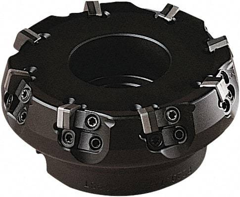 Seco - 82.3mm Cut Diam, 27mm Arbor Hole, 8mm Max Depth of Cut, 75° Indexable Chamfer & Angle Face Mill - 6 Inserts, SN.. 0903 Insert, Right Hand Cut, 6 Flutes, Series R220.74 - Eagle Tool & Supply
