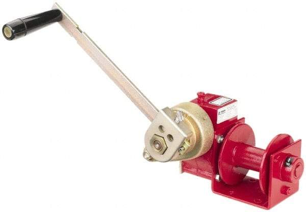 THERN - 1000/500 Lbs. Load Limit Worm Gear Hand Winch - 7-1/2 Inches Long x 15.59 Inches High x 11.81 Inches Deep, 1,000 Lbs. Line Pull Capacity, 26 Lbs. Force to Lift 1,000 Pounds - Eagle Tool & Supply