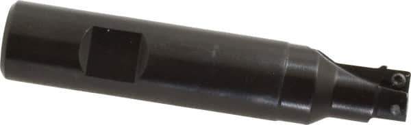 Seco - 5/8" Cut Diam, 0.2" Max Depth of Cut, 3/4" Shank Diam, 3.74" OAL, Indexable Square Shoulder End Mill - SPMX 0602 Inserts, Weldon Shank, 90° Lead Angle - Eagle Tool & Supply