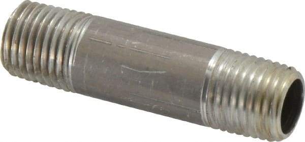 Merit Brass - 1/4" Pipe, 2" Long, Aluminum Pipe Nipple - Grade 6061, Threaded - Eagle Tool & Supply
