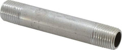 Merit Brass - 1/4" Pipe, 3" Long, Aluminum Pipe Nipple - Grade 6061, Threaded - Eagle Tool & Supply