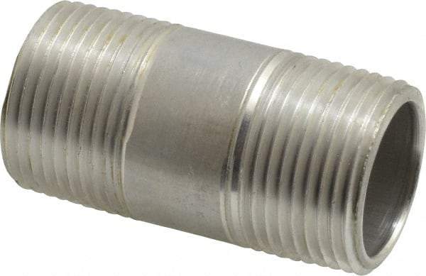 Merit Brass - 3/4" Pipe, 2" Long, Aluminum Pipe Nipple - Grade 6061, Threaded - Eagle Tool & Supply