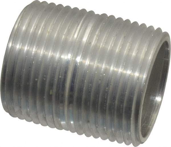 Merit Brass - 1" Pipe, 1-1/2" Long, Aluminum Pipe Nipple - Grade 6061, Threaded - Eagle Tool & Supply