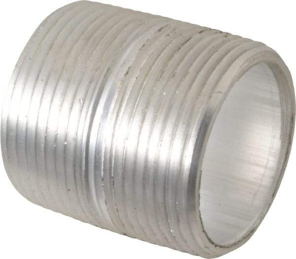 Merit Brass - 1-1/4" Pipe, 1-5/8" Long, Aluminum Pipe Nipple - Grade 6061, Threaded - Eagle Tool & Supply