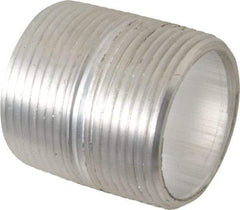 Merit Brass - 1-1/4" Pipe, 1-5/8" Long, Aluminum Pipe Nipple - Grade 6061, Threaded - Eagle Tool & Supply