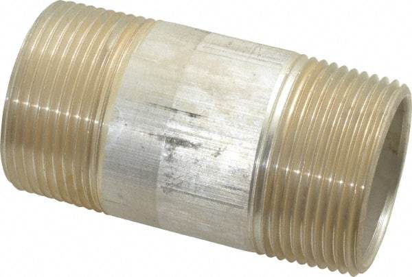 Merit Brass - 1-1/4" Pipe, 3" Long, Aluminum Pipe Nipple - Grade 6061, Threaded - Eagle Tool & Supply