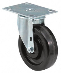 E.R. Wagner - 6" Diam x 2" Wide x 7-1/2" OAH Top Plate Mount Swivel Caster - Polyurethane, 900 Lb Capacity, Delrin Bearing, 4 x 4-1/2" Plate - Eagle Tool & Supply