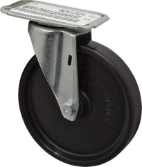 E.R. Wagner - 5" Diam x 1" Wide x 5-13/16" OAH Top Plate Mount Swivel Caster - Polyolefin, 145 Lb Capacity, Plain Bearing, 2-3/4 x 3-3/4" Plate - Eagle Tool & Supply