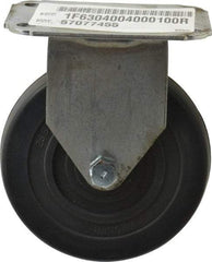 E.R. Wagner - 4" Diam x 1" Wide x 4-13/16" OAH Top Plate Mount Rigid Caster - Soft Rubber, 115 Lb Capacity, Delrin Bearing, 2-3/4 x 3-3/4" Plate - Eagle Tool & Supply