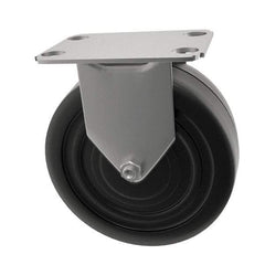 E.R. Wagner - 5" Diam x 1" Wide x 5-13/16" OAH Top Plate Mount Rigid Caster - Soft Rubber, 125 Lb Capacity, Delrin Bearing, 2-3/4 x 3-3/4" Plate - Eagle Tool & Supply