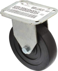 E.R. Wagner - 4" Diam x 1" Wide x 4-13/16" OAH Top Plate Mount Rigid Caster - Hard Rubber, 140 Lb Capacity, Delrin Bearing, 2-3/4 x 3-3/4" Plate - Eagle Tool & Supply
