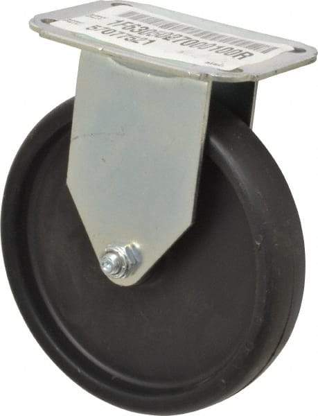 E.R. Wagner - 5" Diam x 1" Wide x 5-13/16" OAH Top Plate Mount Rigid Caster - Polyolefin, 145 Lb Capacity, Plain Bearing, 2-3/4 x 3-3/4" Plate - Eagle Tool & Supply