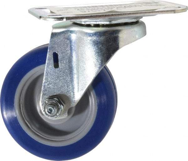 E.R. Wagner - 3" Diam x 1" Wide x 3-3/4" OAH Top Plate Mount Swivel Caster - Polyurethane, 125 Lb Capacity, Plain Bearing, 2-3/4 x 3-3/4" Plate - Eagle Tool & Supply