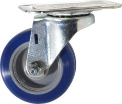 E.R. Wagner - 3" Diam x 1" Wide x 3-3/4" OAH Top Plate Mount Swivel Caster - Polyurethane, 125 Lb Capacity, Plain Bearing, 2-3/4 x 3-3/4" Plate - Eagle Tool & Supply