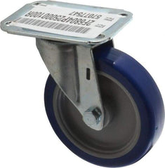 E.R. Wagner - 4" Diam x 1" Wide x 4-13/16" OAH Top Plate Mount Swivel Caster - Polyurethane, 140 Lb Capacity, Plain Bearing, 2-3/4 x 3-3/4" Plate - Eagle Tool & Supply