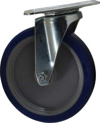 E.R. Wagner - 5" Diam x 1" Wide x 5-13/16" OAH Top Plate Mount Swivel Caster - Polyurethane, 145 Lb Capacity, Plain Bearing, 2-3/4 x 3-3/4" Plate - Eagle Tool & Supply