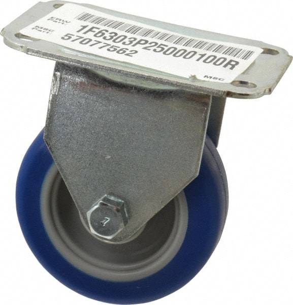 E.R. Wagner - 3" Diam x 1" Wide x 3-3/4" OAH Top Plate Mount Rigid Caster - Polyurethane, 125 Lb Capacity, Plain Bearing, 2-3/4 x 3-3/4" Plate - Eagle Tool & Supply