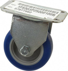 E.R. Wagner - 3" Diam x 1" Wide x 3-3/4" OAH Top Plate Mount Rigid Caster - Polyurethane, 125 Lb Capacity, Plain Bearing, 2-3/4 x 3-3/4" Plate - Eagle Tool & Supply
