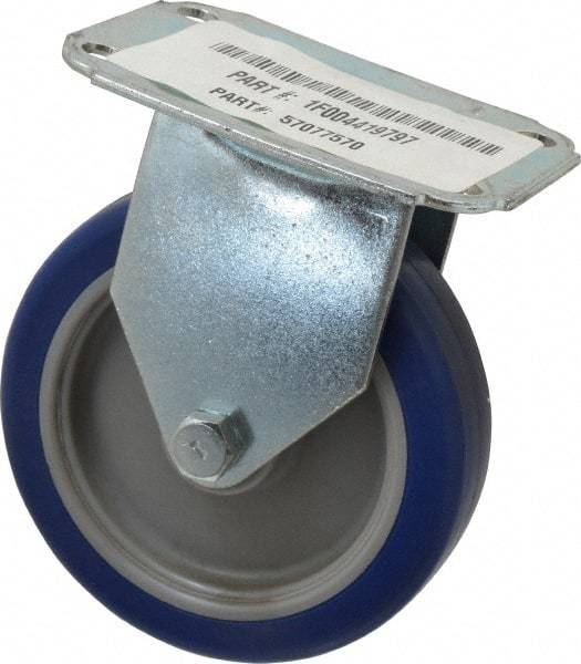 E.R. Wagner - 4" Diam x 1" Wide x 4-13/16" OAH Top Plate Mount Rigid Caster - Polyurethane, 140 Lb Capacity, Plain Bearing, 2-3/4 x 3-3/4" Plate - Eagle Tool & Supply