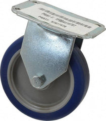 E.R. Wagner - 4" Diam x 1" Wide x 4-13/16" OAH Top Plate Mount Rigid Caster - Polyurethane, 140 Lb Capacity, Plain Bearing, 2-3/4 x 3-3/4" Plate - Eagle Tool & Supply
