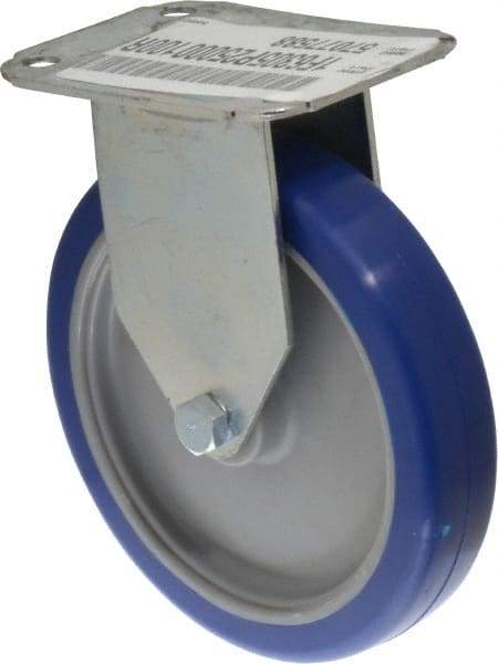 E.R. Wagner - 5" Diam x 1" Wide x 5-13/16" OAH Top Plate Mount Rigid Caster - Polyurethane, 145 Lb Capacity, Plain Bearing, 2-3/4 x 3-3/4" Plate - Eagle Tool & Supply