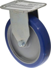 E.R. Wagner - 5" Diam x 1" Wide x 5-13/16" OAH Top Plate Mount Rigid Caster - Polyurethane, 145 Lb Capacity, Plain Bearing, 2-3/4 x 3-3/4" Plate - Eagle Tool & Supply
