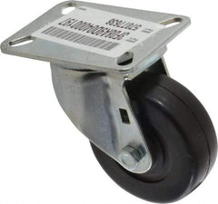 E.R. Wagner - 3-1/2" Diam x 1-1/4" Wide x 4-5/8" OAH Top Plate Mount Swivel Caster - Soft Rubber, 155 Lb Capacity, Delrin Bearing, 3-1/8 x 4-1/8" Plate - Eagle Tool & Supply