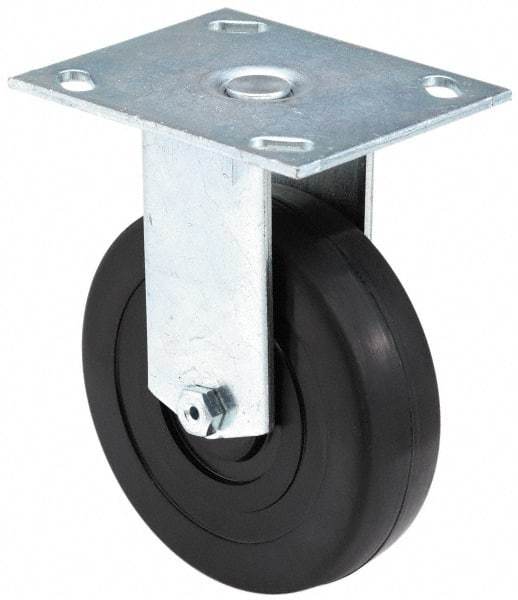 E.R. Wagner - 5" Diam x 2" Wide x 6-1/2" OAH Top Plate Mount Rigid Caster - TPR, 350 Lb Capacity, Roller Bearing, 4 x 4-1/2" Plate - Eagle Tool & Supply