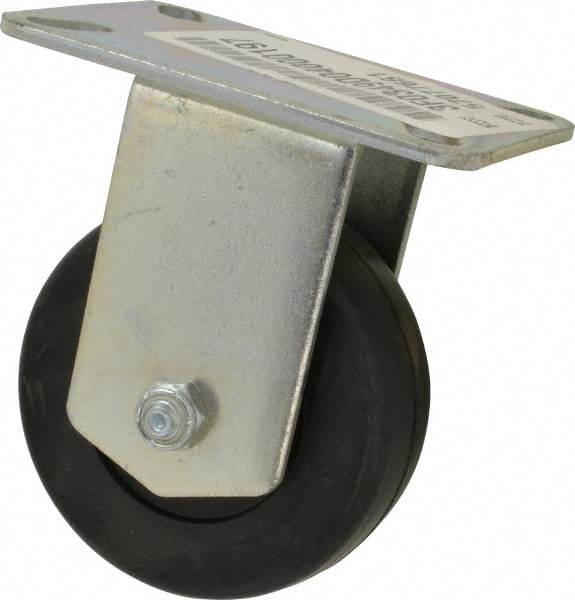 E.R. Wagner - 3-1/2" Diam x 1-1/4" Wide x 4-5/8" OAH Top Plate Mount Rigid Caster - Soft Rubber, 155 Lb Capacity, Ball Bearing, 3-1/8 x 4-1/8" Plate - Eagle Tool & Supply