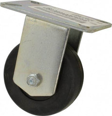 E.R. Wagner - 3-1/2" Diam x 1-1/4" Wide x 4-5/8" OAH Top Plate Mount Rigid Caster - Soft Rubber, 155 Lb Capacity, Ball Bearing, 3-1/8 x 4-1/8" Plate - Eagle Tool & Supply