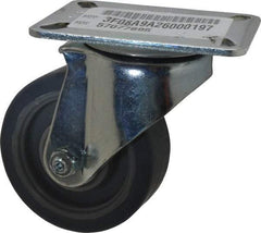 E.R. Wagner - 3-1/2" Diam x 1-1/4" Wide x 4-5/8" OAH Top Plate Mount Swivel Caster - TPR, 155 Lb Capacity, Ball Bearing, 3-1/8 x 4-1/8" Plate - Eagle Tool & Supply