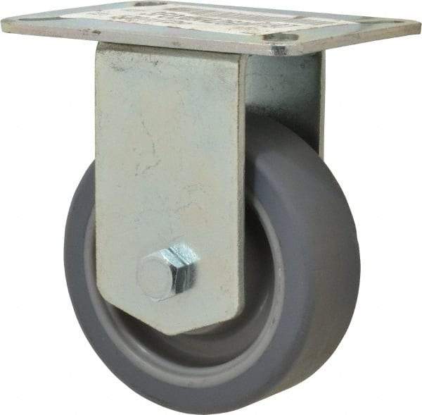 E.R. Wagner - 3-1/2" Diam x 1-1/4" Wide x 4-5/8" OAH Top Plate Mount Rigid Caster - TPR, 155 Lb Capacity, Ball Bearing, 3-1/8 x 4-1/8" Plate - Eagle Tool & Supply