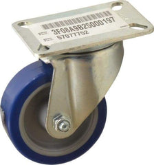 E.R. Wagner - 3-1/2" Diam x 1-1/4" Wide x 4-5/8" OAH Top Plate Mount Swivel Caster - Polyurethane, 250 Lb Capacity, Delrin Bearing, 3-1/8 x 4-1/8" Plate - Eagle Tool & Supply