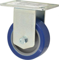 E.R. Wagner - 3-1/2" Diam x 1-1/4" Wide x 4-5/8" OAH Top Plate Mount Rigid Caster - Polyurethane, 250 Lb Capacity, Ball Bearing, 3-1/8 x 4-1/8" Plate - Eagle Tool & Supply