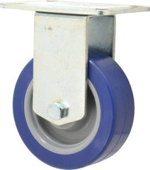 E.R. Wagner - 4" Diam x 1-1/2" Wide x 5-3/8" OAH Top Plate Mount Rigid Caster - Polyurethane, 375 Lb Capacity, Ball Bearing, 3-1/8 x 4-1/8" Plate - Eagle Tool & Supply