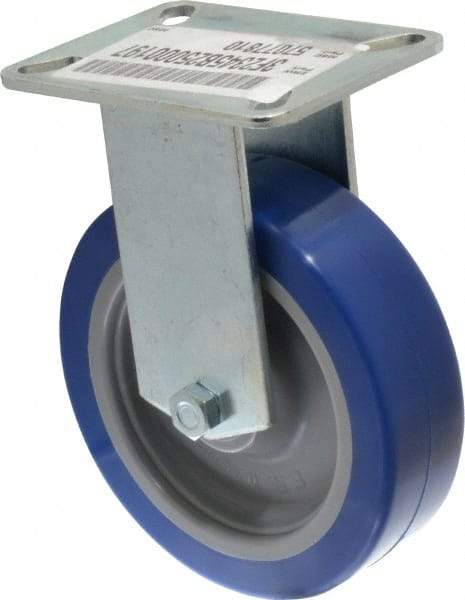 E.R. Wagner - 5" Diam x 1-1/2" Wide x 6-1/4" OAH Top Plate Mount Rigid Caster - Polyurethane, 450 Lb Capacity, Ball Bearing, 3-1/8 x 4-1/8" Plate - Eagle Tool & Supply