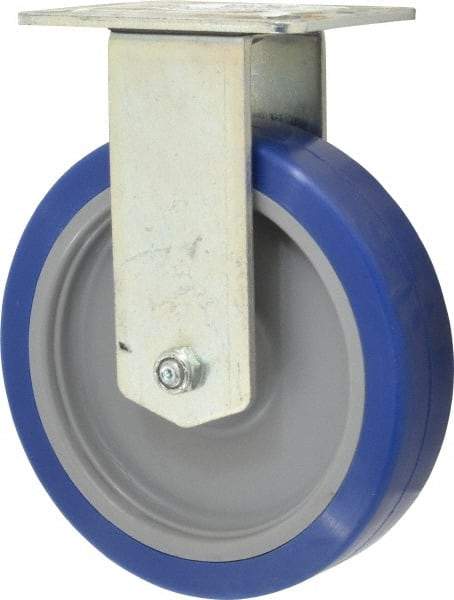 E.R. Wagner - 6" Diam x 1-1/2" Wide x 7-3/8" OAH Top Plate Mount Rigid Caster - Polyurethane, 450 Lb Capacity, Ball Bearing, 3-1/8 x 4-1/8" Plate - Eagle Tool & Supply