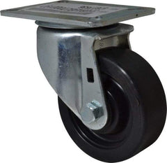 E.R. Wagner - 3-1/2" Diam x 1-1/4" Wide x 4-5/8" OAH Top Plate Mount Swivel Caster - Polypropylene, 250 Lb Capacity, Delrin Bearing, 3-1/8 x 4-1/8" Plate - Eagle Tool & Supply