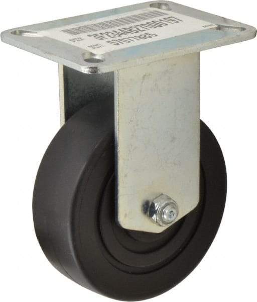 E.R. Wagner - 4" Diam x 1-3/8" Wide x 5-3/8" OAH Top Plate Mount Rigid Caster - Polypropylene, 375 Lb Capacity, Ball Bearing, 3-1/8 x 4-1/8" Plate - Eagle Tool & Supply